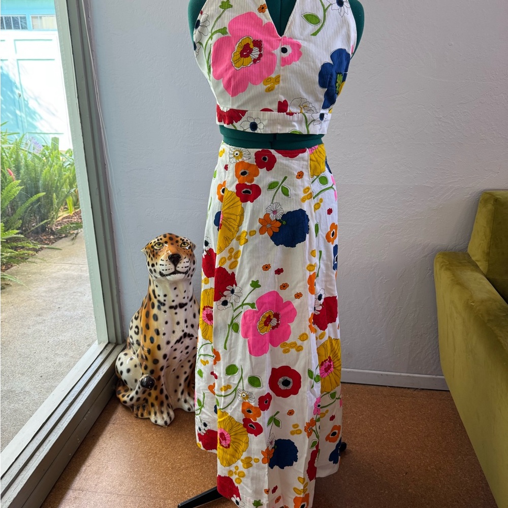 Vintage Hadley Floral Halter Top and Skirt Set - 26” waist